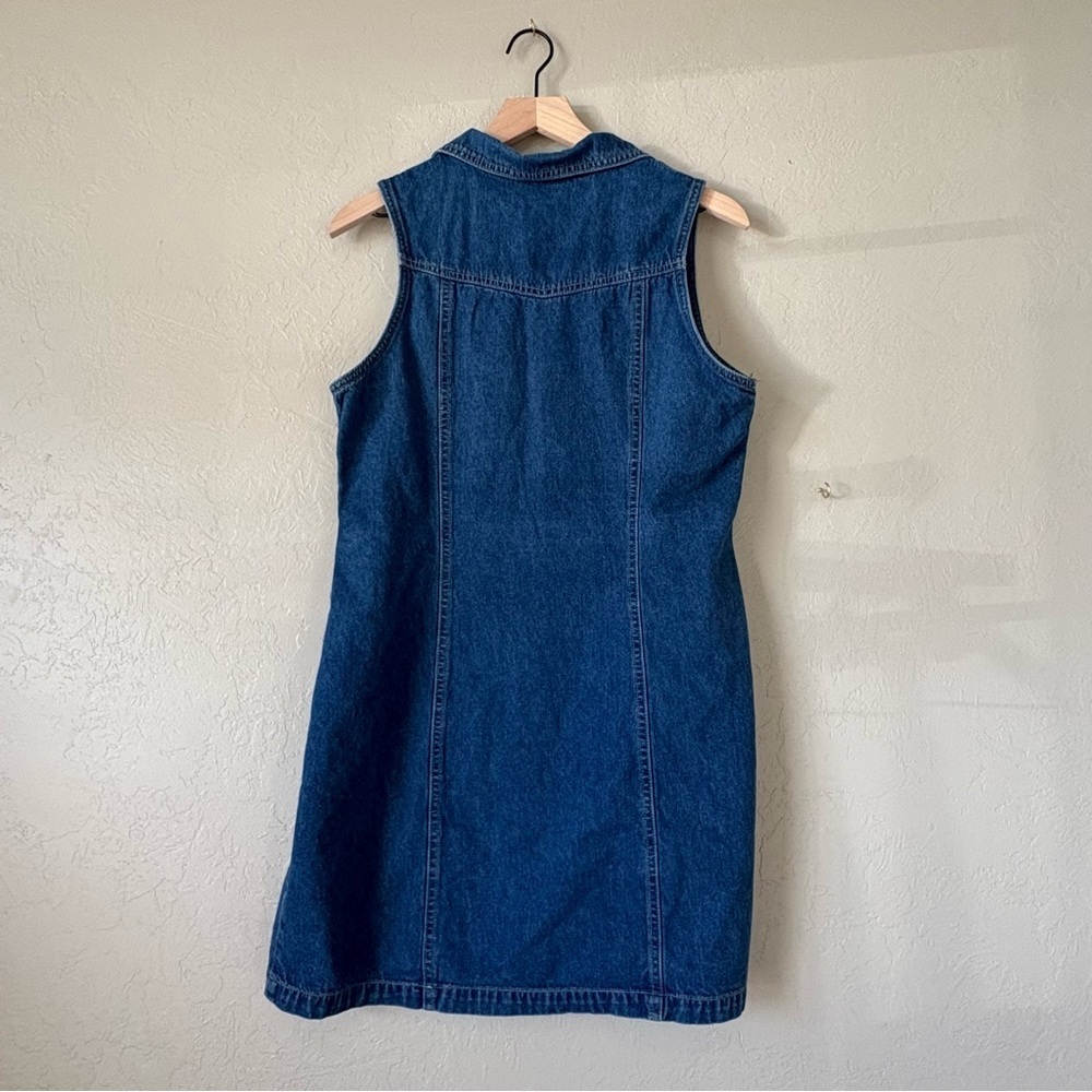 Vintage Denim Button Front  J.L. Sport NY Sleeveless Dress 100% Cotton  Size 8 - Picture 4 of 16